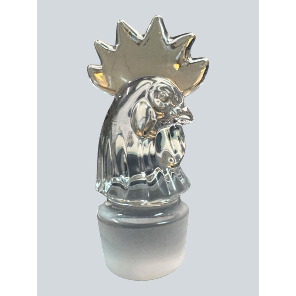 Vintage Heisey Glass Orchid Rooster Head Decanter Stopper